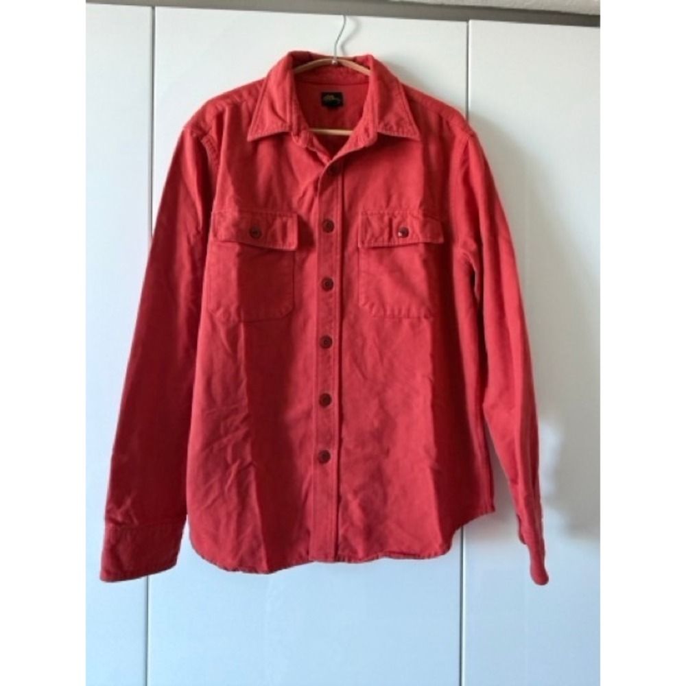 L.L. Bean Red Chamois Flannel Shirt Jacket Size M Chest Pockets - Picture 5 of 9